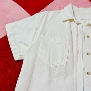 Aritzia Denim Forum White Heavy Denim Button-Up Shirt Size 2 Medium